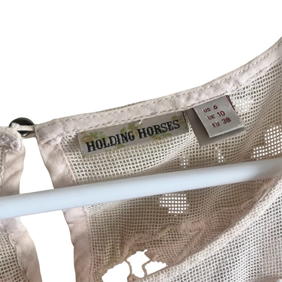 HOLDING HORSES Blush Lace-Trim Babydoll Dress Size 6 Boho Summer Beach - Picture 3 of 5